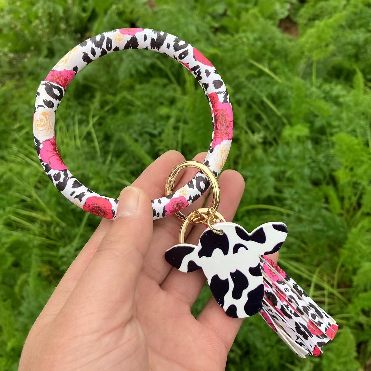 WholesalePU Leather Tassel Bracelet Keychain